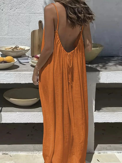 Women's Slip Dress, 2026 New Arrival, Backless Loose Design, Coat-Like Loungewear, Skin-Friendly Breathable Lazy Style, Home Cas