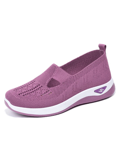 Women's shoes Solid Color Breathable Sneakers, casual sneaker women's summer sneakers, Low-top Knitted Casual Shoes Mom Shoes