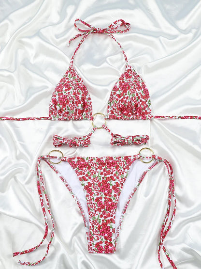 Extreme Print Bikini for Women Cut Out Swimwear Low Waist Swimsuit Micro Bikinis Set Bathing Suit Triangle Beachwear 2024