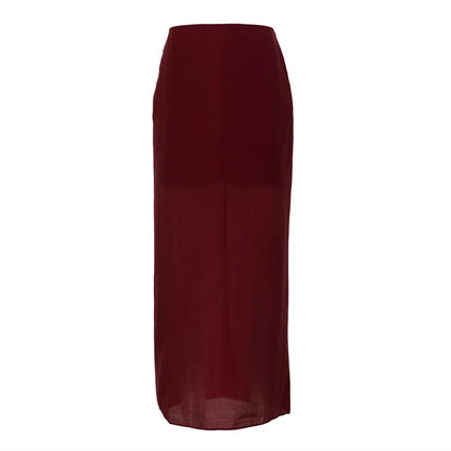 Black Mesh Skirts For Women Double-layer Design Sexy Perspective High Waist Slit Hip Skirt Female Thin Loose New Summer