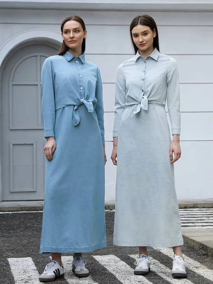 AP SS25 Women Lightweight Denim Wrap Blouse & Slip Dress
