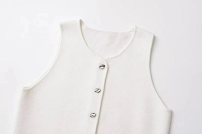 Ropa Mujer Winter 2025 New Outerwear Knit Vest Sleeveless Cropped Woman White Vest Asymmetrical Slim Sweater Vests Tops кардиган