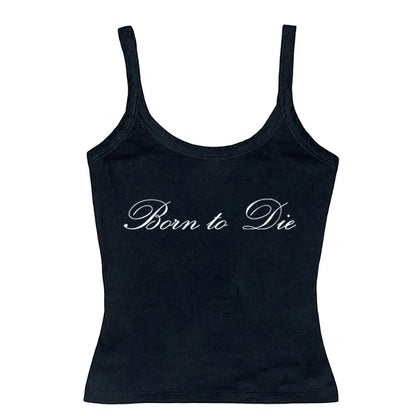 Women's Sleeveless Camisole Y2K Sexy Lace Streetwear Hip Hop Punk Rock vintage Emo Girls Chic Letter Print Gothic Slim baby Tops