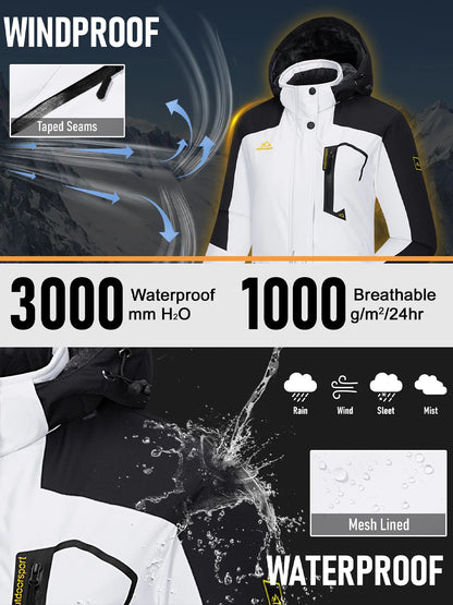 TACVASEN Winter Waterproof Ski Snowboard Jacket Womens Thermal Heavy Fleece Jackets Casual Work Rain Coat Windbreaker Parka