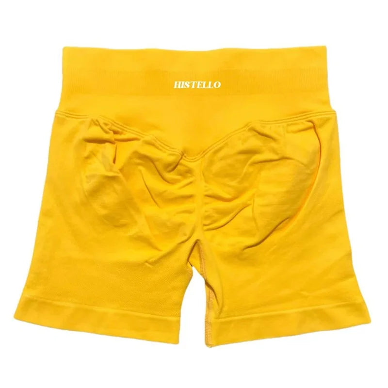 HISTELLO Sports Shorts Low Waist Seamless Scrunch Stretch Women Breathable Elastic Fitness Running Gym Yoga Workout Leggings