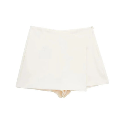 MUJER 2025 Asymmetric Skort For Women Black High Waist Mini Skirt Shorts Women Casual Bermuda Shorts Woman Summer Skirt Shorts