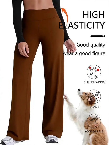 Soft Sports Straight Leg Pants Womens Mid Waist Yoga Trouser Fitness Workout Leggings Naked Feeling Pilates Running Sweatpants