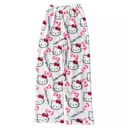 2026 New Hello Kitty Pajamas Pants Anime Women's Pajama Pants Cartoon Couple Home Sleepwear Trousers Leisure Home Clothing