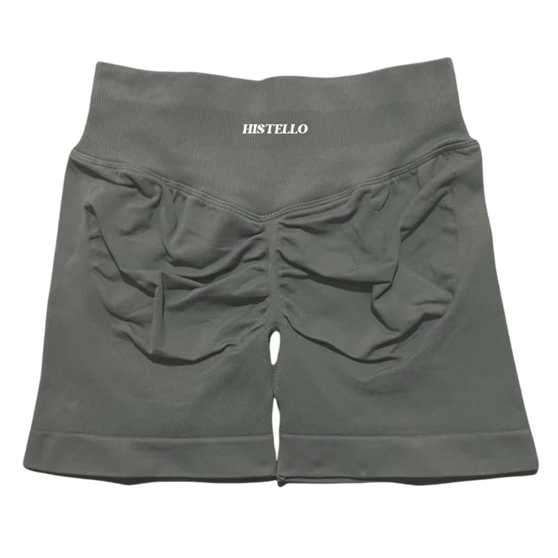 HISTELLO Sports Shorts Low Waist Seamless Scrunch Stretch Women Breathable Elastic Fitness Running Gym Yoga Workout Leggings