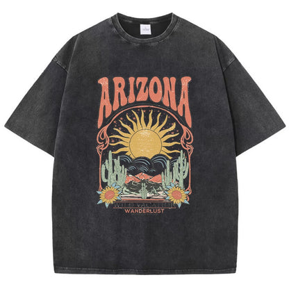 Fashion Women Cotton Washed T-Shirt Beautiful Arizona Wildlife Vacation Invites You Print Tops Casual Loose Tees Vintage Clothes