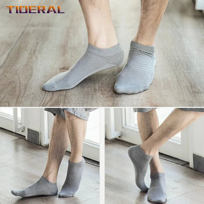 5 Pairs Men Bamboo Fiber Crew Socks Man High Quality Summer Winter Business Breathable Black Male Dress Ankle Socks Man