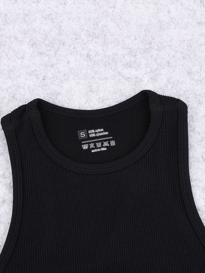 Seamless knitted high-elastic belly-baring yoga vest sleeveless casual sexy ribbed vest nylon quick-drying running fitness sport