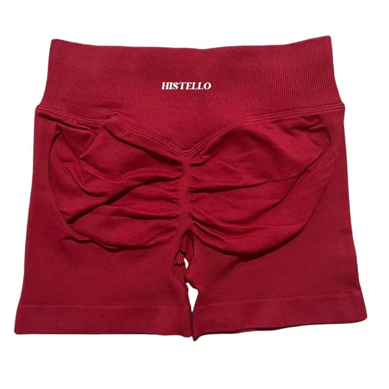 HISTELLO Sports Shorts Low Waist Seamless Scrunch Stretch Women Breathable Elastic Fitness Running Gym Yoga Workout Leggings
