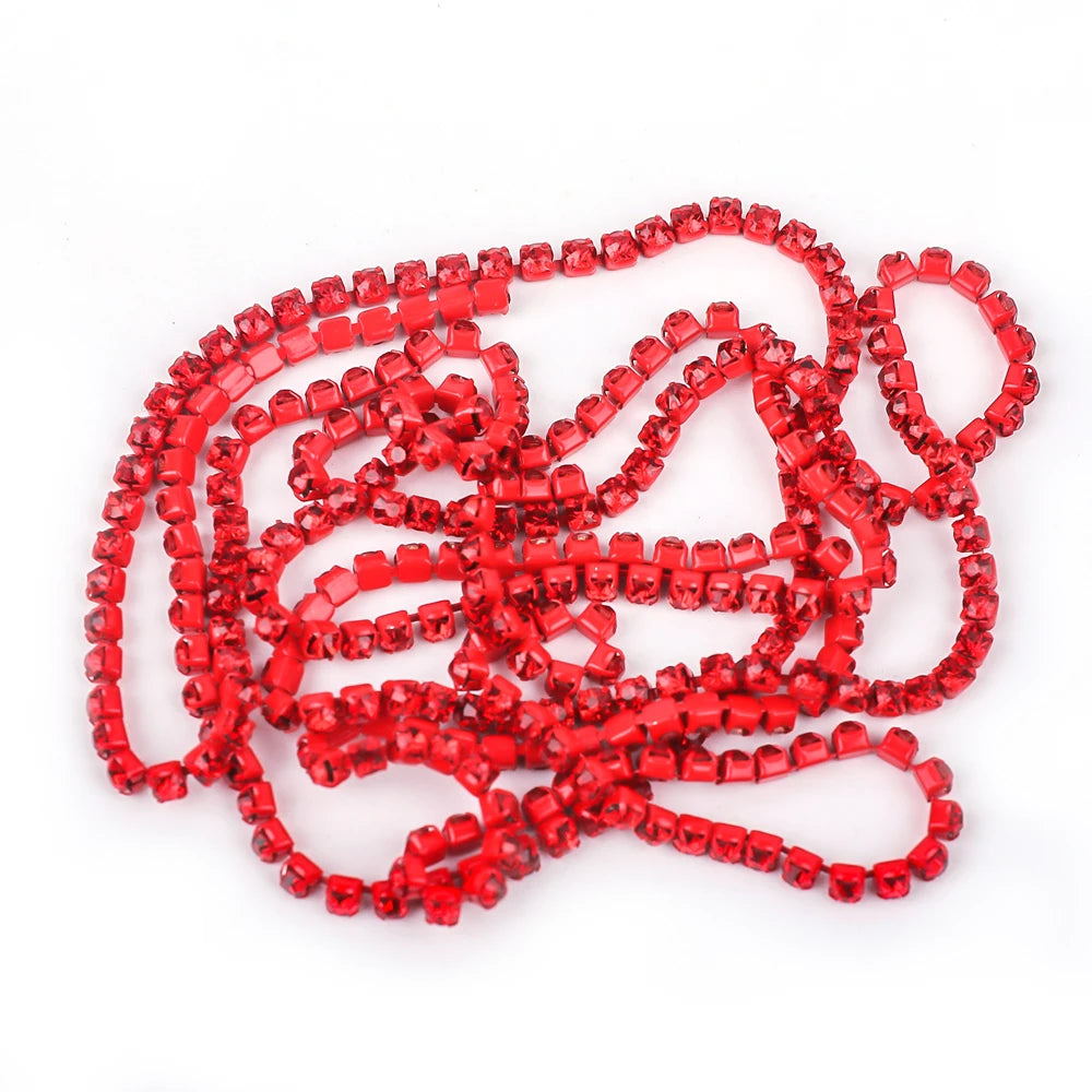 Crystal 10 Yard Rhinestones Trim Stone Cup Chain Gold Diamond Strass Decorative Applique Crystal Trimmings For Dresses