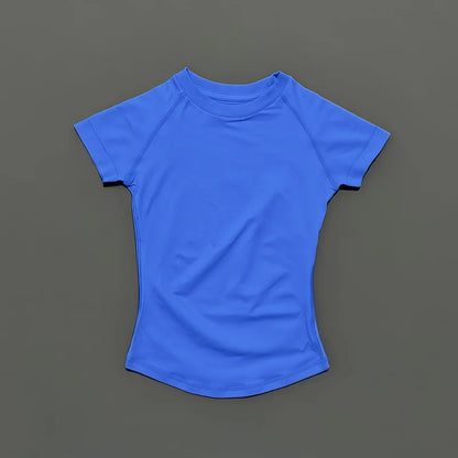 HISTELLO Sports Short Sleeve Top Women Gym Yoga Top Workout Clothes Sports T Shirt Fitness Activewear Running Tight Tops