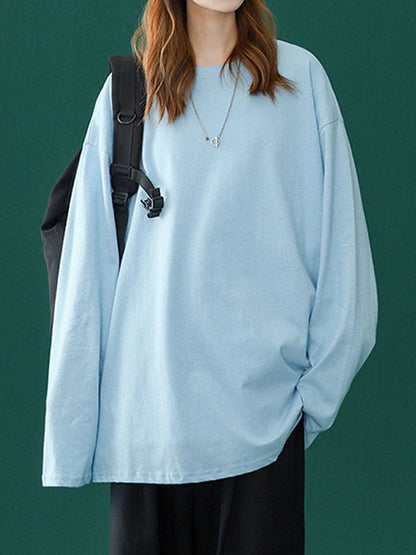 LEGIBLE 2026 Spring Autumn Long Sleeve Cotton T-Shirt Women Basic Tee Shirt Oversize T Shirt Women Casual O-neck Women tshirt