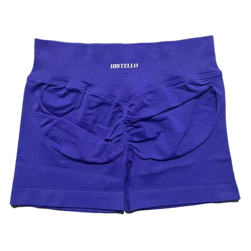 HISTELLO Sports Shorts Low Waist Seamless Scrunch Stretch Women Breathable Elastic Fitness Running Gym Yoga Workout Leggings