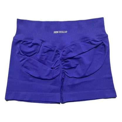 HISTELLO Sports Shorts Low Waist Seamless Scrunch Stretch Women Breathable Elastic Fitness Running Gym Yoga Workout Leggings