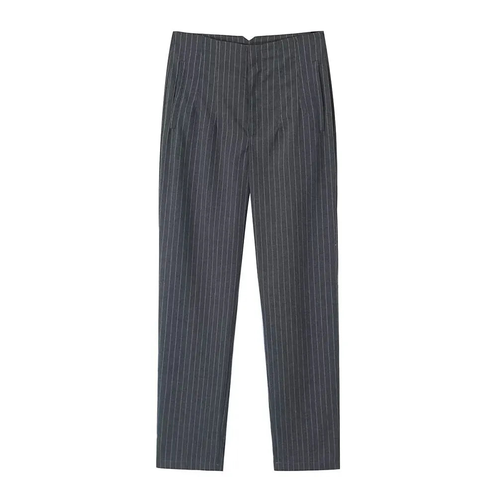 DUOPERI Women Fashion Solid Basic High Waist Trousers Chic Female Office Lady Casual Business Workwear Long Pant