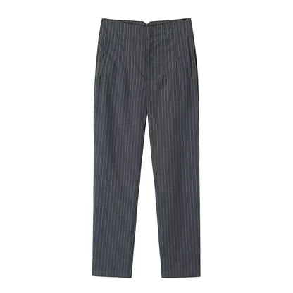 DUOPERI Women Fashion Solid Basic High Waist Trousers Chic Female Office Lady Casual Business Workwear Long Pant
