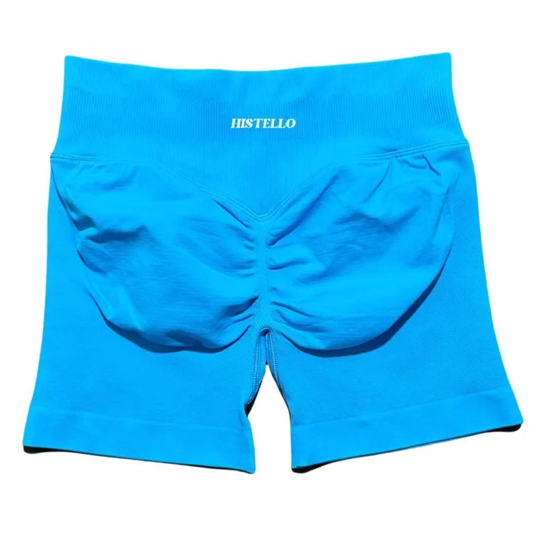 HISTELLO Sports Shorts Low Waist Seamless Scrunch Stretch Women Breathable Elastic Fitness Running Gym Yoga Workout Leggings