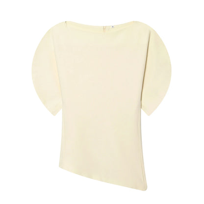 HH Women Vintage Black Short Puff Sleeve Shirts O Neck Asymmetrical Hem Blouse 2026 Spring Trend High Street Lady Chic Tops