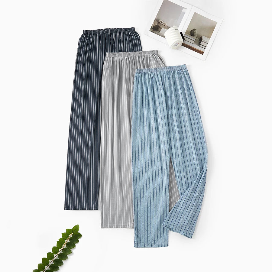 Extra Large Size Stylish Pajama Pants for Men, Spring and Autumn, Plus Size, Oversized, Casual Long Pants, Thin Style, Home Wear Pants
