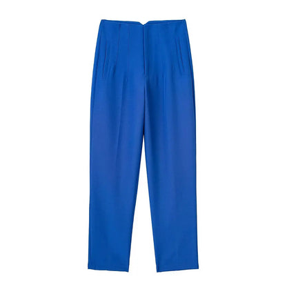 DUOPERI Women Fashion Solid Basic High Waist Trousers Chic Female Office Lady Casual Business Workwear Long Pant