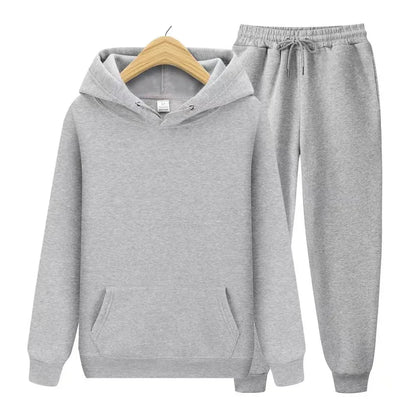 2025 New Men's Autumn/Winter Collection Solid Color Hoodie+Pants Two Piece Fashion Casual Sports Set Size s-3XL