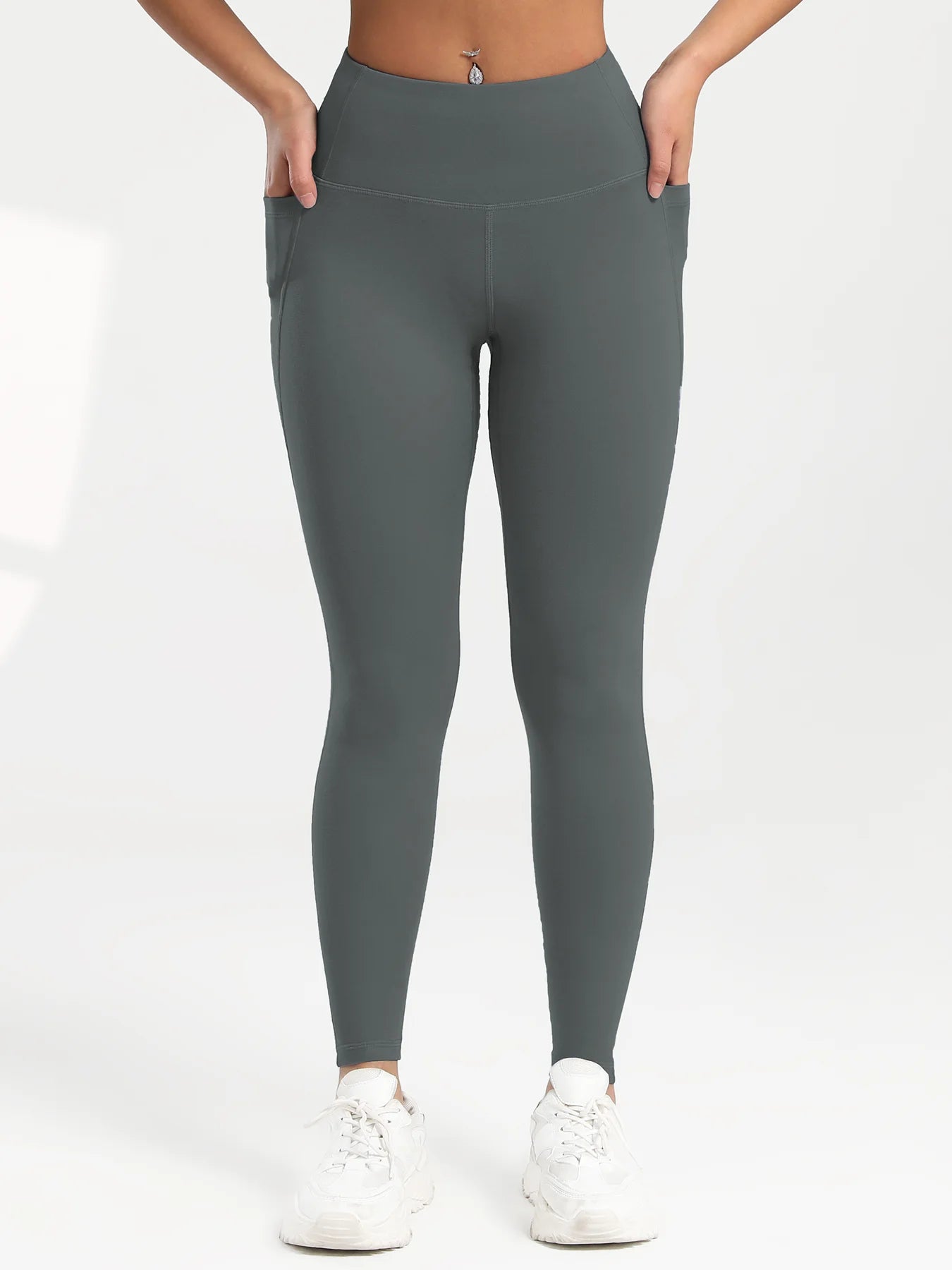 2025 Pockets Gym Yoga Women's Leggings Pure Color Casual Outdoors Workout High Waist Skinny Leggings Of Women Running Pants