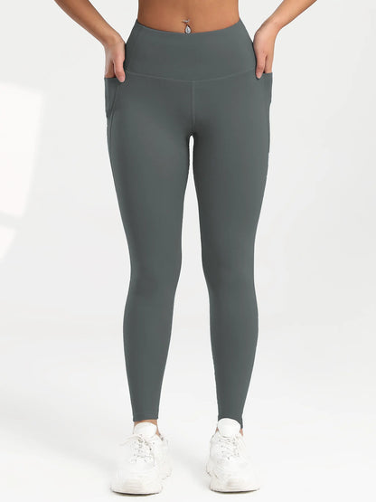 2025 Pockets Gym Yoga Women's Leggings Pure Color Casual Outdoors Workout High Waist Skinny Leggings Of Women Running Pants