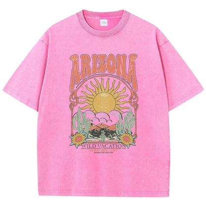 Fashion Women Cotton Washed T-Shirt Beautiful Arizona Wildlife Vacation Invites You Print Tops Casual Loose Tees Vintage Clothes