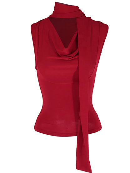 Solid Tank Summer New Women Sexy Sleeveless V-Neck Lady Top Fashion Bandage Streetwear Casual Slim Tank Elegant Knitted Clothing