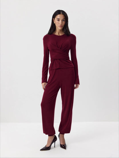 Hirsionsan Modal Soft Loose Sets Women 2026 Casual Two Pieces Long Sleeve T Shirts and High Waist Dresses Outfits Tracksuit