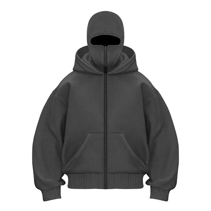Plain Design Hooded Zip Up Sweatshirt for Men Women Autumn Winter Ins Style Couple Matching