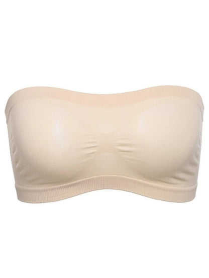 Lady's Sexy Strapless Crop Top Bra Bandeau Boob Tube Brassiere Summer Breathable Mesh Invisible Strapless without Chest Pad Wrap