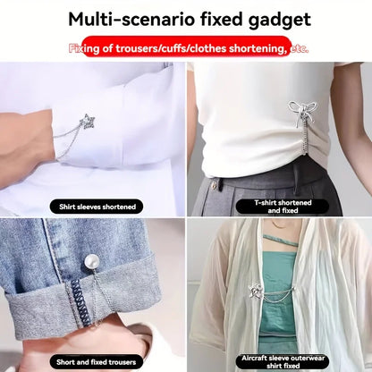 Women'S Adjustable Clothes Clips with Butterfly Decorations - Instant Sleeve Shortening, Suitable for Shirts, Dresses, Pants
