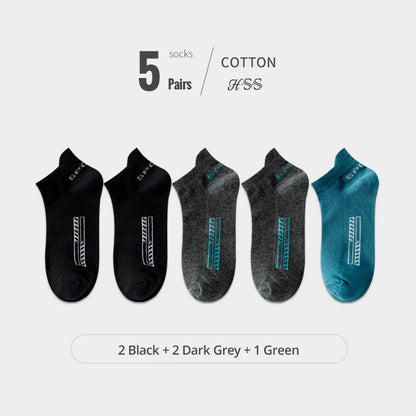 HSS 5Pairs Organic Cotton Men Socks Ankle Breathable Mesh Sports Sock Casual Athletic Summer Thin Short Sokken Plus Size EU40-46