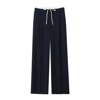 Willshela Women Fashion Solid Lace Up Side Zipper Straight Pants Vintage High Elastic Waist Female Chic Lady Trousers