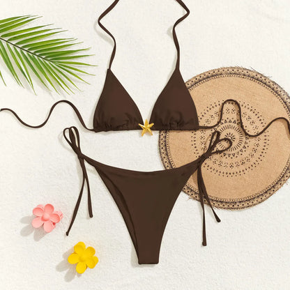 "2026 New Triangle Bikini Set - Floral Print Push Up Swimsuit & Brazilian Bottoms"