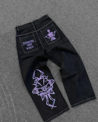 American Y2K 2025 New Baggy Wide Leg Black Jeans Overszied Women Street Casual Joker Denim Pants Couple Jeans Vintage Streetwear