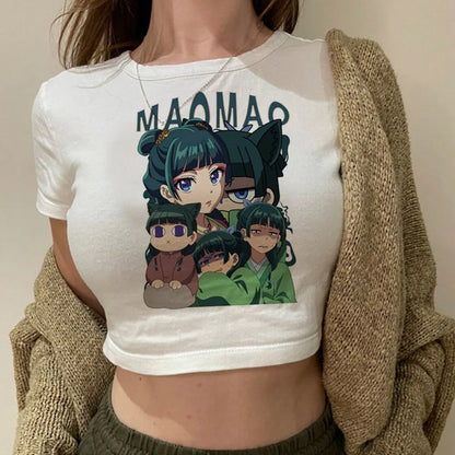 Maomao the Apothecary Diaries crop top y2k cute harajuku Slim Fit Cute babydoll summer girls tees