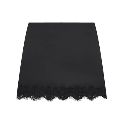 Women Mini Lace Skirt Sexy A-line Pleated High Waist Skirt for Women Spring Summer New Lace Short Skirt