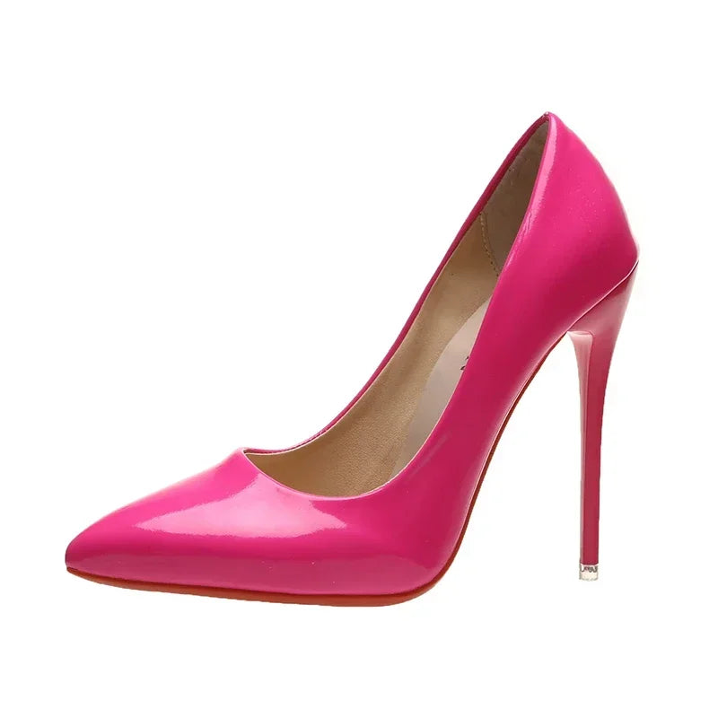 2024 Women Shoes Red High Heels Sexy Pointed Toe 12cm Pumps Wedding Dress Shoes Nude Black Color Red Rubber Bottom High Heels