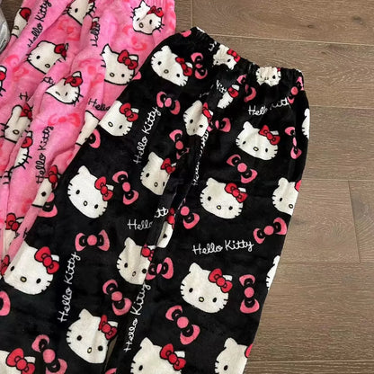 2026 New Hello Kitty Pajamas Pants Anime Women's Pajama Pants Cartoon Couple Home Sleepwear Trousers Leisure Home Clothing
