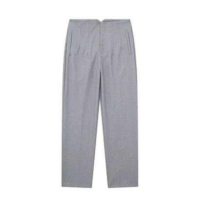 DUOPERI Women Fashion Solid Basic High Waist Trousers Chic Female Office Lady Casual Business Workwear Long Pant