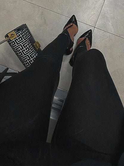Korean Fashion Winter Black High Waisted Skinny Y2K Women Pants Sexy Glitter Casual Club 2022 Leggings Pants Long