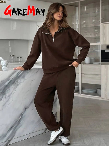 Spring Women's Tracksuit with Zipper Cotton Oversize Classic Pink  Two Piece Set Women Casual  Yellow Trouser Suits for Women