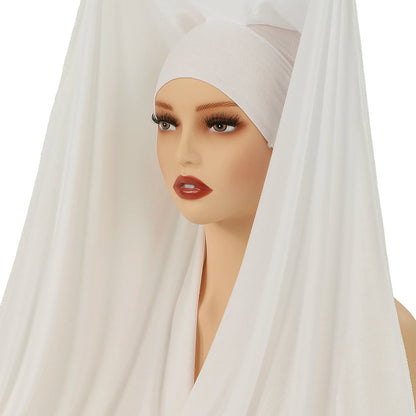 Newest Instant Chiffon Hijab With Magnetic Buckle Solid Color Woman Muslim Hijab Scarf Islamic Turban Fashion Headband Shawl