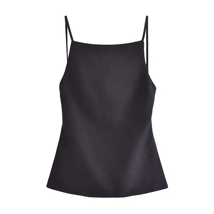 MUJER 2025 Black Backless Top Female White Sleeveless Crop Top With Straps Summer Sexy Tops Woman Party Women's Evening Top